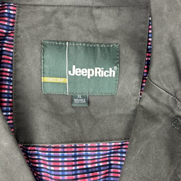 Vintage JeepRich Button Front Mens Olive Green Jacket Size XL Canvas Coat - Picture 2 of 10